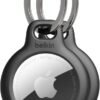 Belkin Apple AirTag Secure Holder with Key Ring - Durable Scratch Resistant Case With Open Face & Raised Edges - Protective AirTag Keychain Accessory For Keys, Pets, Luggage, Backpacks -2 Count Black