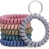 6PCS Stretchable Wristband Wristlet Keychain Wrist Key Chain Wristlet,Spring Flexible Spiral Wrist Coil ​Wrist Key Holder Key Ring for Sauna Gym Pool ID Badge and Outdoor Sports
