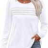 OFEEFAN Long Sleeve Shirts for Women Fall Fashion 2024 Dressy Casual Blouses Trendy Pleated Tunic Tops for Leggings