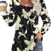 OFEEFAN Long Sleeve Shirts for Women Fall Tops Dressy Casual Blouses Pleated Scooped Neck Tunic Tops for Leggings
